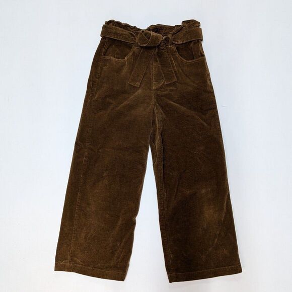 TGLA Small Brown Belted Corduroy Wide Leg Capris pants - Picture 2 of 9
